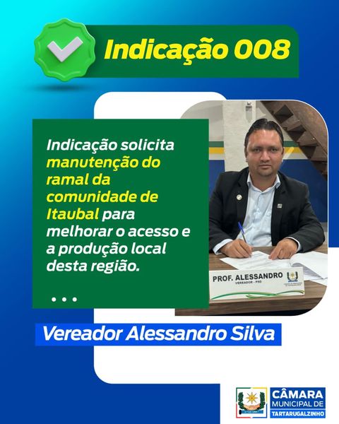 Pautas da 5ª Sessão ordinária da Câmara Municipal de Tartarugalzinho.